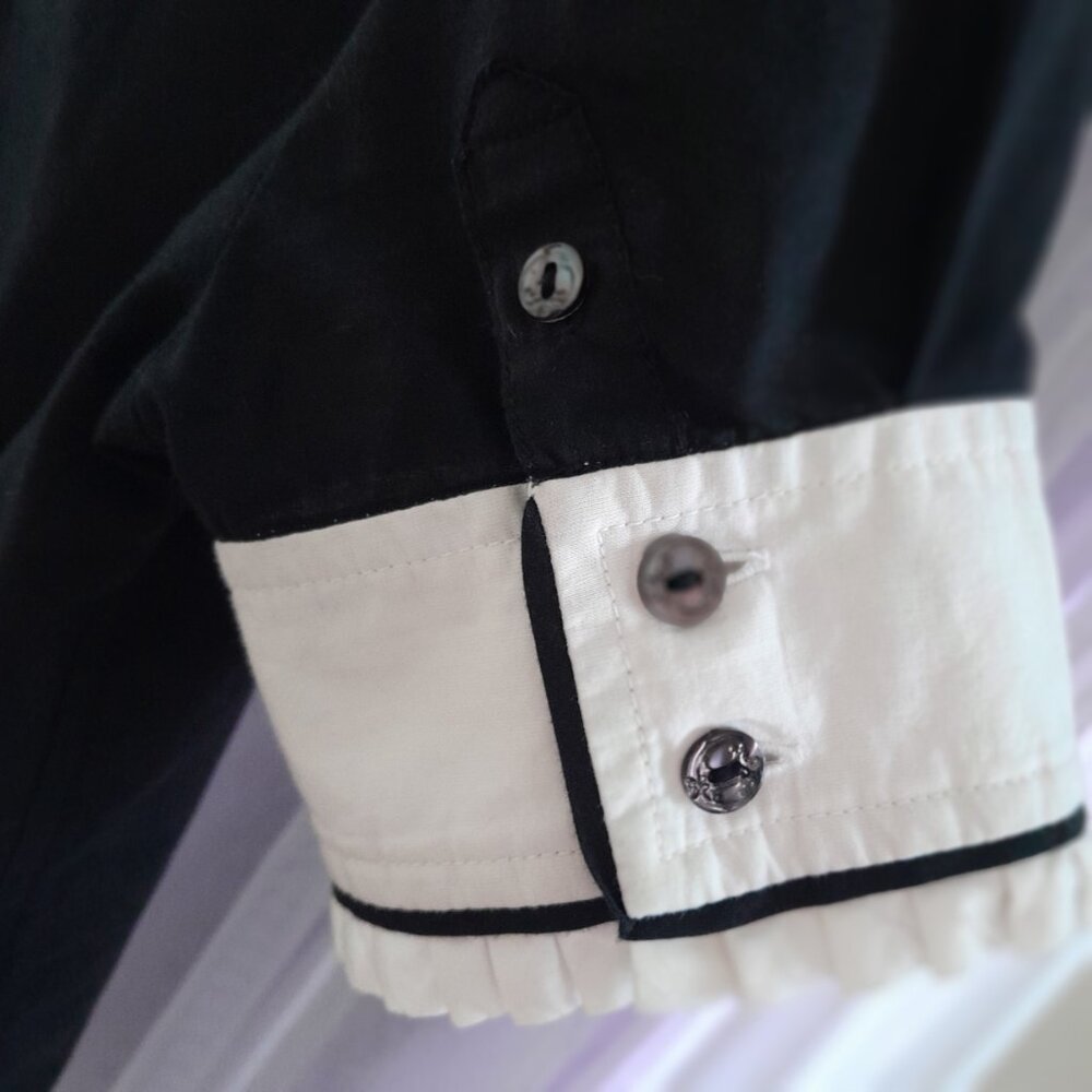 Lolita Gothic Black and white blouse with bustle back - Picture 2 of 6